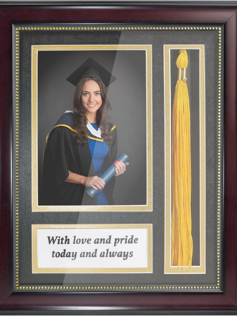 Graduation Photo Shadow Box Frame with Tassel Holder for 5x7 Pictures,Real Glass